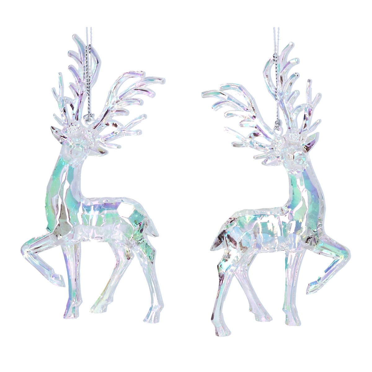 Iridescent Reindeer hanging Christmas decoration. By Gisela Graham. The perfect festive addition to your home.